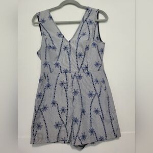 BCBGeneration Striped Embroidered Romper Size 2 Blue NWT